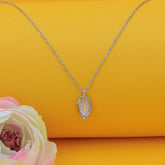 Silver Single Leaf Transparent Design Pendant With Chain